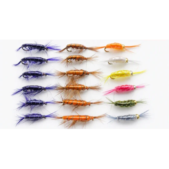 18 Shrimp Trout Flies - GH scud, UW Shrimp, Purple Shrimp
