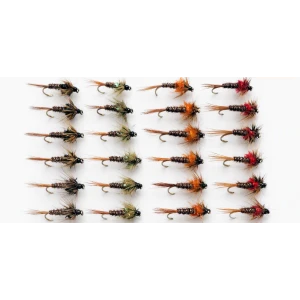 24 Cruncher Nymphs - Black, Olive, Red, Orange