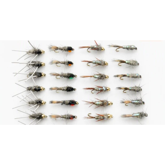 24 Hares Ear Nymph - Flackback, Hotheads, Evil Weevil, Rubber Legged