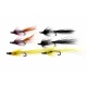 6 Salmon Doubles - Pink Shrimp, Black and Silver, Banana Shrimp