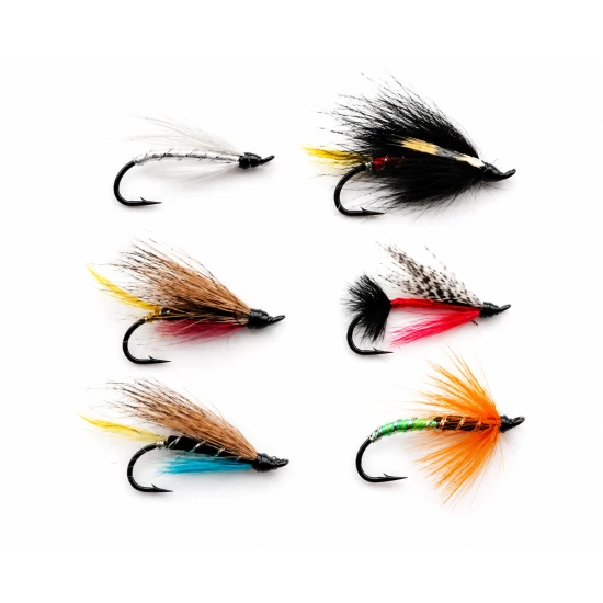 6 Salmon Singles (Hairy Mary, Executioner, Scarlet Diver, Polar White, Potato, Fly Anne Greenway)