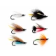6 Salmon Singles (Hairy Mary, Executioner, Scarlet Diver, Polar White, Potato, Fly Anne Greenway)