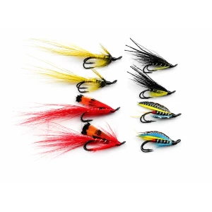 8 Salmon Doubles - Silver Doctor, Red Allys Shrimp, Banana Shrimp and Monkey