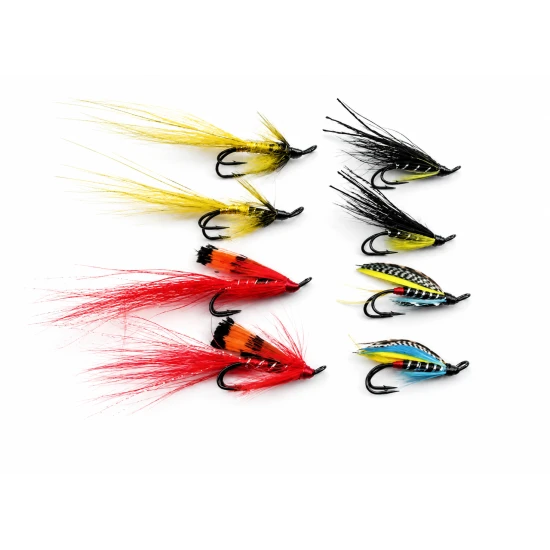 8 Salmon Doubles - Silver Doctor, Red Allys Shrimp, Banana Shrimp and Monkey