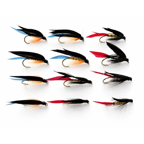 12 Wet Flies - Butchers, Gold and Kingfisher