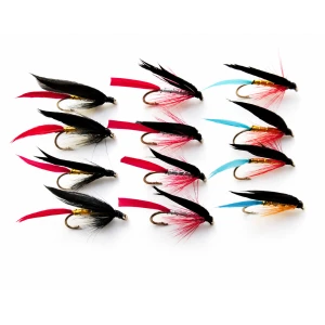 12 Wet Flies - Butchers, Gold, Bloody & Kingfisher