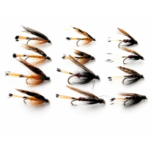 12 Wet Flies - Grouse and Orange, Grouse and Claret