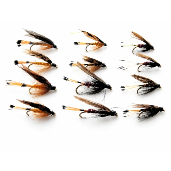 12 Wet Flies - Grouse and Orange, Grouse and Claret