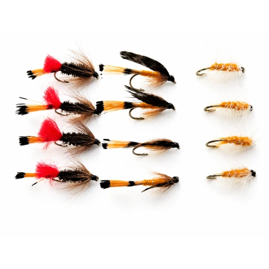 12 Wet Flies - Ke-he,Grenadier,Grouse & Orange