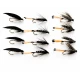 12 Wet Flies - Peter Ross,Black Pennel, Magpie & Silver