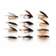 12 Wet Flies - Whickhams, Mallard & Claret, Dunkeld