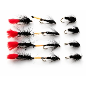12 Wet Flies - Zulu, Black & Peacock & Black Pennell