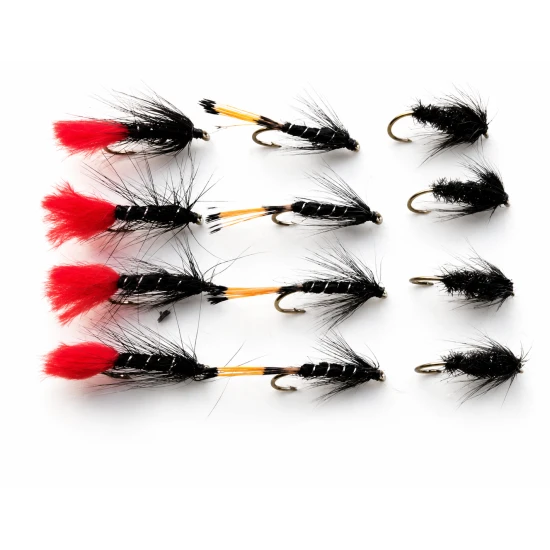 12 Wet Flies - Zulu, Black & Peacock & Black Pennell