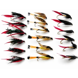 18 Wet Flies - Sea Trout Large Hook - Gold butcher, Alexandra, Woodcock