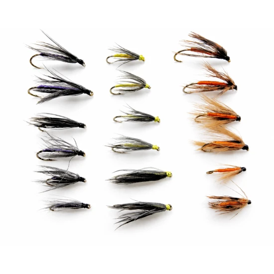 18 Wet Flies - Snipe & Purple ,Part & Orange, Yellow & Dove