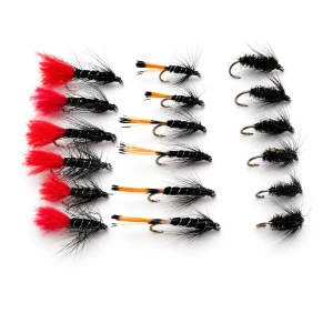 18 Wets - Black Pennell,Zulu and Black & Peacock