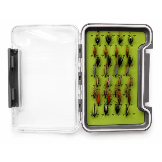 32 Traditional Wet Flies in a Troutflies MEDIUM Silicone Insert Box - Named flies