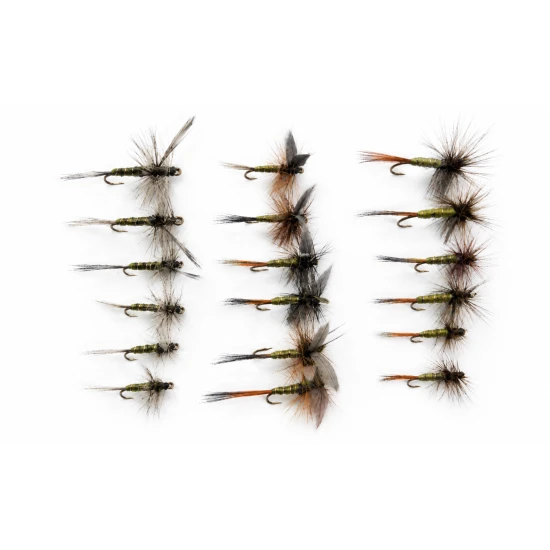 18 Greenwell Dry Flies - Winged, Hackled, Grey Hen