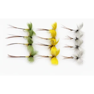 12 Drake Mayflies - Yellow, Green, Grey