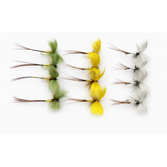 12 Drake Mayflies - Yellow, Green, Grey