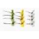 12 Drake Mayflies - Yellow, Green, Grey