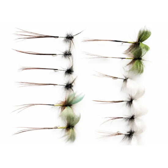 12 Mixed Mayflies, Grey, Green & Spent