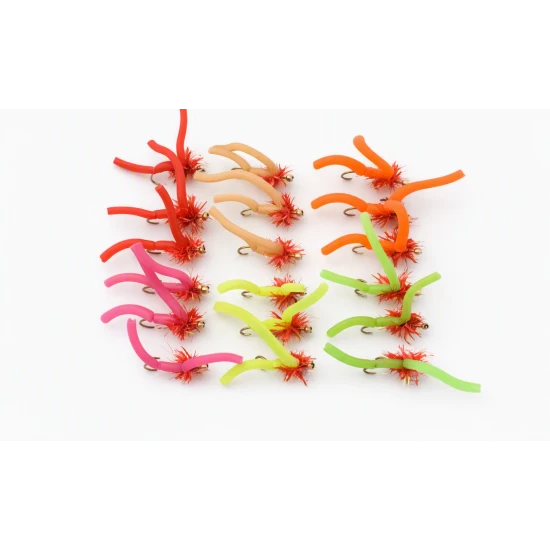 18 Mixed Gold Bead Fritz Squirmy Worm, Mixed Colours