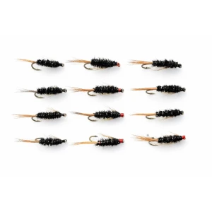 12 Barbless Diawl Bach Nymph, Pearl, Natural & Red