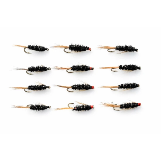 12 Barbless Diawl Bach Nymph, Pearl, Natural & Red