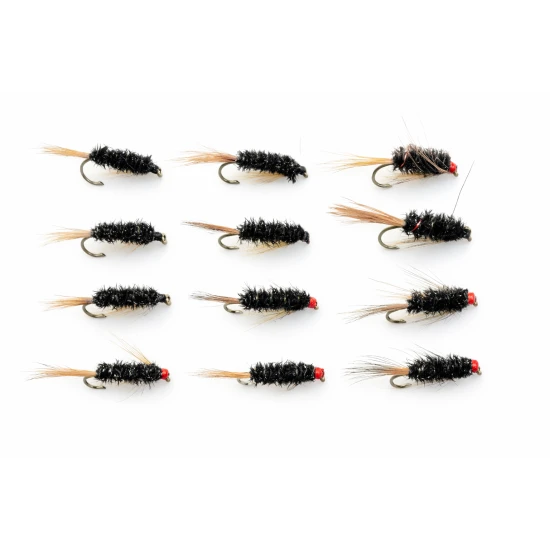 12 Barbless Diawl Bach Nymph Red and Natural