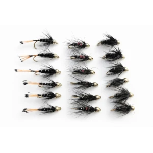 18 Barbless Goldhead Black Pennell,Bibio & Black and Peacock