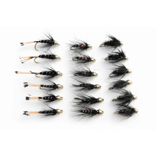 18 Barbless Goldhead Black Pennell,Bibio & Black and Peacock