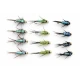 12 Barbless  Goldhead Nymph, Evil Weevil - Natural,Olive,Black