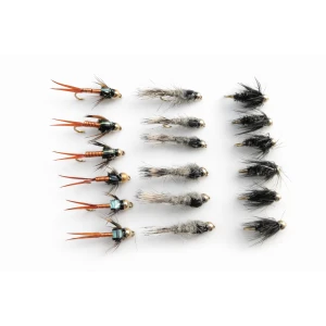 18 Barbless Goldhead Nymph, Hares Ear, Copper John, Peacock