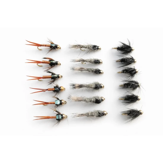 18 Barbless Goldhead Nymph, Hares Ear, Copper John, Peacock
