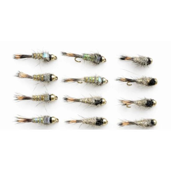 12 Barbless Goldhead Hares Ear - Flash and Standard