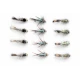 12 Barbless Goldhead Nymph - Hares Ear Standard, Hares Ear Flash body, Evil Weevil