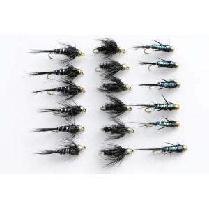 18 Barbless Goldhead Nymphs - Blacks