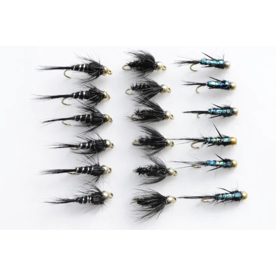 18 Barbless Goldhead Nymphs - Blacks