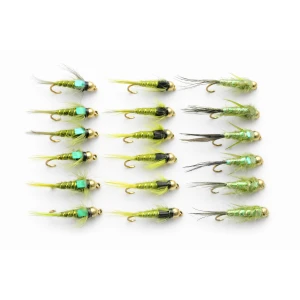 18 Barbless Goldhead Nymph, Olives & Evils