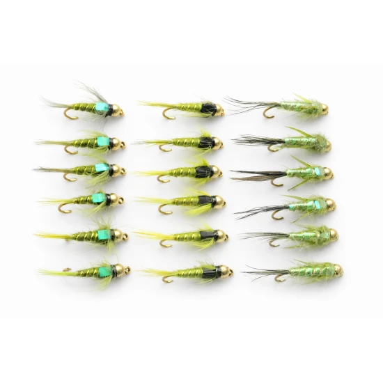 18 Barbless Goldhead Nymph, Olives & Evils