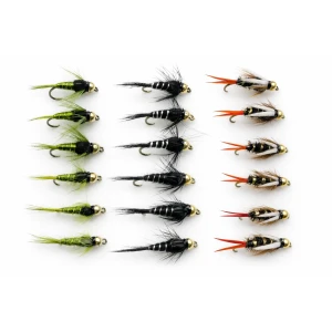 18 Barbless Goldhead Nymph  Flies - Prince,Olives,Black and Silver