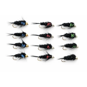 12 Barbless Goldhead Montana  Red Green Blue,  - Longshank