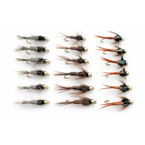18 Barbless Goldhead Nymph  Flies -  Hares Ear, Copper John,Pheas Tail