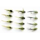 12 Barbless Goldhead Nymph - OLIVES -Evil weevil, Tungstens, Goldheads