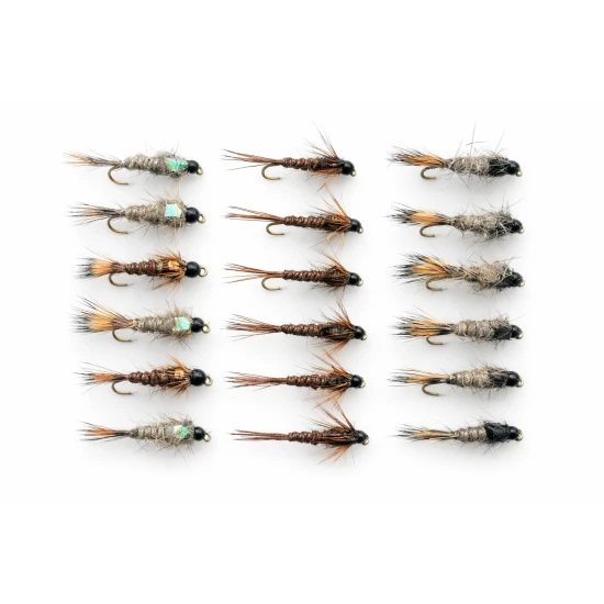 18 Barbless Hares Ear & Flash and Standard Pheasant Tail Nymph