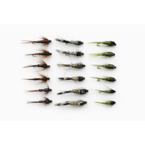 18 Barbless Nymphs, Hares Ear, Olives & PTN