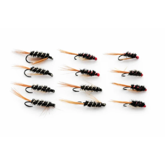 12 BARBLESS Diawl Bach Nymph Red and Natural