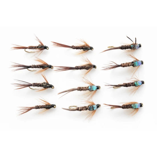 12 Barbless Pheasant Tail Nymph, Flash & Standard