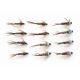 12 Barbless Pheasant Tail Nymph, Flash & Standard